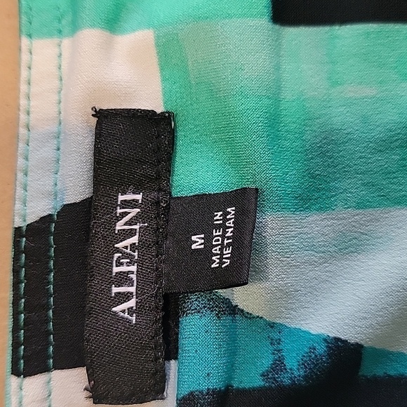 Alfani Size M Abstract Geometric Pattern Tunic w/ 3/4 Sleeves with Tie Cuffs - Picture 11 of 12